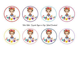 Instant Download Frida Kahlo Cupcake Topper Or Tags Frida Kahlo Birthday Frida Kahlo Party Frid Frida Kahlo Birthday Mexican Baby Shower 1st Birthday Themes