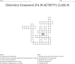Chemistry Crossword Fa Iii Activity Class Ix Wordmint