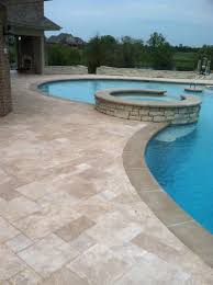Resplendent Non Slip Pool Deck Tile With Travertine Tile Around Pool Also Stacked Stone Hot Tub Travertine Pool Decking Travertine Pool Pool Pavers