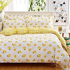 Ktlrr 100 Cotton Fresh Yellow Lemons Bedding Set Twin Full Queen King Size Lemon Printed Duvet Cover Set King Size Duvet Covers Duvet Cover Sets Bed Sheets