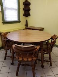 Buck Aneer Colonial Maple Table And Chairs With Microwave Cabinet Corner Wall Shelf Pair Of Wood Wall Candles Maple Tables Corner Wall Shelves Wood Arm Chair