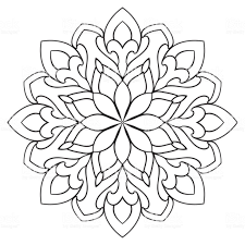 What kind of patterns are in a mandala? Vector Simple Mandala With Abstract Elements Isolated On White Simple Mandala Mandala Design Pattern Mandala Coloring Pages