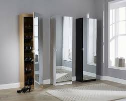 Reflect your style with our mirror collection. Mirrored Shoe Cabinet Storage Rack Full Length Mirror Black White Oak Ebay