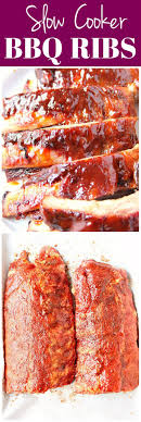 Slow Cooker Bbq Ribs Recipe Saucy And Fall Off The Bone Baby Back Ribs With A 5 Minute Prep And Cooked In A Slow Rib Recipes Slow Cooker Bbq Bbq Recipes Ribs