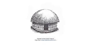 Gambar hitam putih rumah adat indonesia. Sketsa Rumah Adat Papua Info Gtk