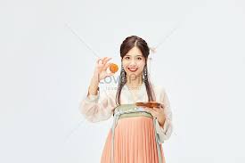 Ancient Beauty Holding Moon Cake ...
