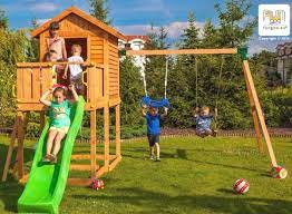 Kombinieren sie kletterturm mit baumhaus, spielturm mit spielhaus. Spielturm My House Move Mit Rutsche Doppelschaukel Haus Mit Holzdach Leiter Griffe Spielfuchs Inn Und Outdoor Spielzeug