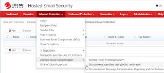 Configuring The Action Taken By The Domainkeys Identified Mail Authentication Hosted Email Security