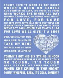 Bon Jovi Living On A Prayer Music Song Lyric Word Art Print Valentine Love Heart Song Lyrics Bon Jovi Lyrics