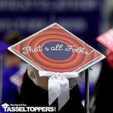 Thats All Folks Grad Cap Tassel Topper College Graduation Cap Decoration High School Graduation Cap Decoration Graduation Cap Decoration
