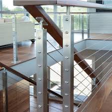 This staircase by jonathan adler not only has a rope railing, but also a graduating blue for the front of the steps to enhance the nautical appeal. China Stair Railing Design Handrail Post Cable Railing Wire Rope Fittings China Stainless Steel Cable Wire Railing
