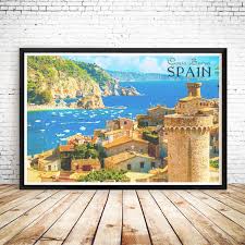 Spain Travel Poster Spanish Wall Decor Costa Brava Wall Art Etsy Travel Posters Etsy Wall Art Spain Travel