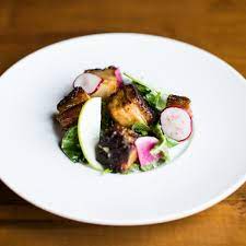 Garam Masala Pork Belly With Apple Frisee Salad And Tamarind Gastrique The Local Palate Recipe Pork Belly Pork Belly Recipes Pork