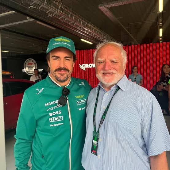Fernando Alonso and Hide The Pain Harold pose for what might be the most  random image I've seen in a while. : r/formula1