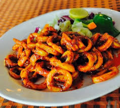 Stir Fried Calamari Rings Squid Dish Seafood Recipe Calamari Dry Calamari Masala Cooking Venison Steaks Squid Recipes Sprouts Recipes Indian