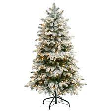 Amazon.com: Nearly Natural 4ft. Flocked North Carolina Fir Artificial  Christmas Tree with 250 Warm White Lights and 779 Bendable Branches : Home  & Kitchen