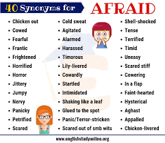 Afraid Synonym List Of 40 Helpful Synonyms For Afraid With Examples English Study Online In 2020 Creative Writing Tips Book Writing Tips Learn English Vocabulary