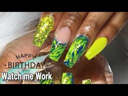Bright yellow almond nails + several silver glitter drops. How To Matte Eggplant Marble Acrylic Nails Full Set Natasha Nails Journal