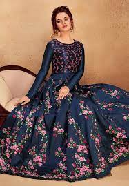 Blueblack5012 silk english floral printed beltline anarkali gown suit at zikimo. Pin On Salwar Suit For Wedding Party