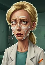 Illustration of a distressed woman resembling Beth Smith from Rick and  Morty with a white substance smeared