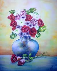 Found 12 free rose drawing tutorials which can be drawn using pencil, market, photoshop, illustrator just follow step by step directions. Watercolor Flower Vase Painting By Me Kenakart Art Lovers Home