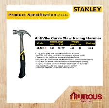 It has also a black coating. Stanley Antivibe Curve Claw Nailing Hammer 27mm 51 162 Aurous Hardware Online Store