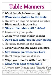 Good Table Manners Bing Images Means A Good Impression On Your Parents Or A Very Bad Image On Them Alwa Table Manners Manners For Kids Etiquette And Manners