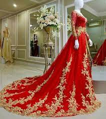 Ad Ebay Red Gold Elegant Sweep Train Wedding Dresses Boho A Line Lace Bridal Adebay Aline Red Wedding Dresses Indian Bridal Outfits Red Bridal Dress