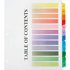 Avery 15 Tab Table Of Contents Color Template Onvacations Wallpaper Hole Punch Table Of Contents Template Notebook Dividers