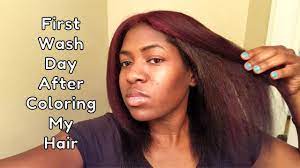 After you dye your hair, don't wash it for at least two days because the hair is still sensitive and therefore will be more like to fade faster, says sergio it's not just the initial wash that matters—it's really every wash. My 1st Wash Day After Coloring My Relaxed Hair Youtube