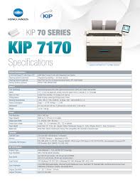 Kip 7100 series, kuwpd 5.397 goal: Specifications 70 Series Kip Manualzz