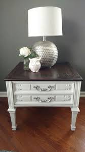 Painted End Table Linen White Chalk Paint And Dark Stained Top Living Room Table End Tables Black End Tables