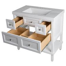 Glacier Bay Ashland 37 In W X 37 In H X 19 In D Bathroom Vanity In White With Vanity Top In White With White Sink Aliip2 Wh White Sink Drawer Design Cultured