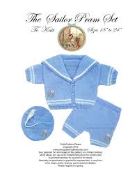 A collection of (free) simple patterns designed to teach knitting. Baby Sailor Suit Pram Set Vintage Digital Knitting Pattern Etsy Baby Knitting Baby Knitting Patterns Baby Patterns