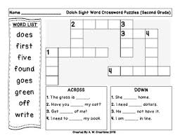 Maybe you would like to learn more about one of these? Second 2nd Grade Dolch Sight Words Crossword Puzzle By A W Creations