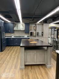 stained ash wood countertop display in