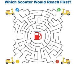 Scooter Petrol Maze Puzzle Picture Brain Teasers And Answers Brain Teasers Brain Problems Brain Teasers With Answers