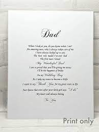 Father Of The Bride Gift Unframed Personalised Father Of Etsy Father Daughter Wedding Daughter Wedding Gifts Wedding Day Gifts