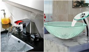 glass waterfall bathroom sink faucets
