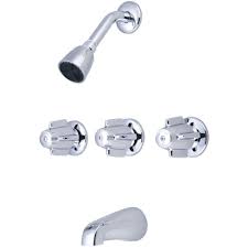 For the other style of valve pictured, grip the round handle and turn it in a clockwise direction until is fully closed. Central Brass 3 Valve Tub And Shower Fitting On 11 In Centers Valve Included 0971 Z The Home Depot