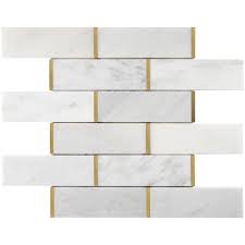 Ceramic bullnose subway wall trim tile. 2x6 White And Gold Brick Pattern Polished Marble Mosaic Tile Backsplash Shower Kitchen Bathroom Wall Subway Tile