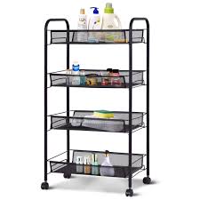 Storage cart mobile shelving unit organizer storage rolling utility cart. Costway 4 Tier Storage Rack Trolley Cart Home Kitchen Organizer Overstock 18242523