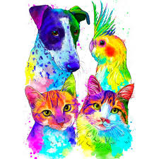Anyone can paint a portrait of their pet following these easy steps! Watercolor Pets Portrait Mix Dog Cat And Bird