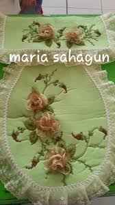 Juego De Bano Verde Con Flores Juegos De Bano Juegos De Bano Navidenos Modelos De Bordados