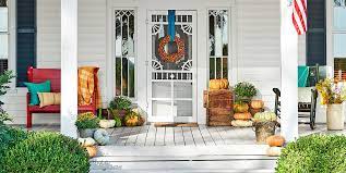 Get your front porch ready for fall festivities with a pair of planters surrounded by an abundance of mums and real or faux pumpkins. 3404 Fall Porch Decor Ideas Best Autumn Front Porch Decorations