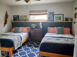 Unlike regular headboards, headboards with storage not only make your bedroom look better but also help with keeping things organized. Diy Headboard With Paint And A Wood Shelf Refresh Living