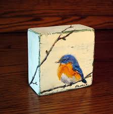 Made To Order Blue Bird Painting Original Oil Painting On Wood Block Wildlife Art Miniature Art Small Painting Bird Art Mini Paintings Small Paintings