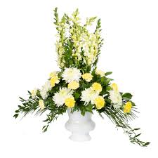 Maybe you would like to learn more about one of these? White And Yellow Tribute Holds Yellow Snapdragons White Mums And Yellow Carnations Forest Of Flowers