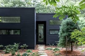 If you're a fan of life on the dark side then take note of this house's design front. Best 60 Modern Exterior Wood Siding Material Tiny Home Design Photos Dwell