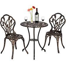Outdoor rod iron table and chairs. Amazon Com Adsro Wrought Iron Table And Chair Set 3 Piece Outdoor Bistro Set Patio Furniture Weather Resistant Garden Round Table And Chairs Furniture Decor